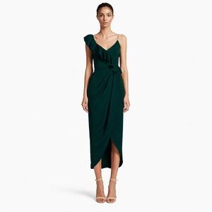 Shona Joy 4 ruffle midi dress 0232 emerald green zipper
Asymmetrical
